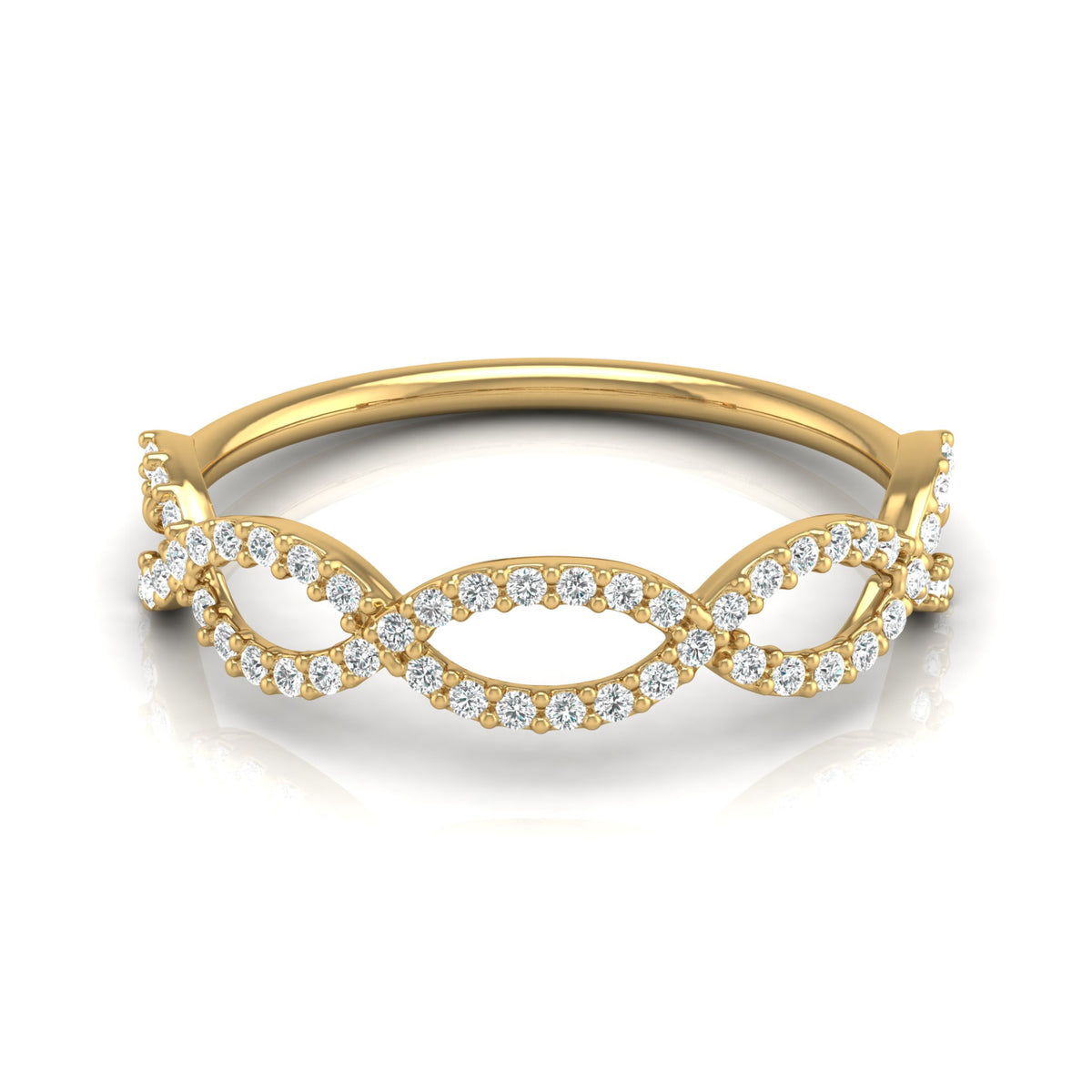 Trending Infinity Twisted Wedding Band Ring VS Clarity Lab Grown Diamond Half Eternity Band in 14KT Gold - HIGHCARAT DIAMONDS