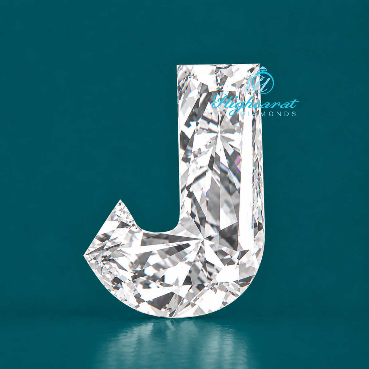 J letter shape lab grown diamond
