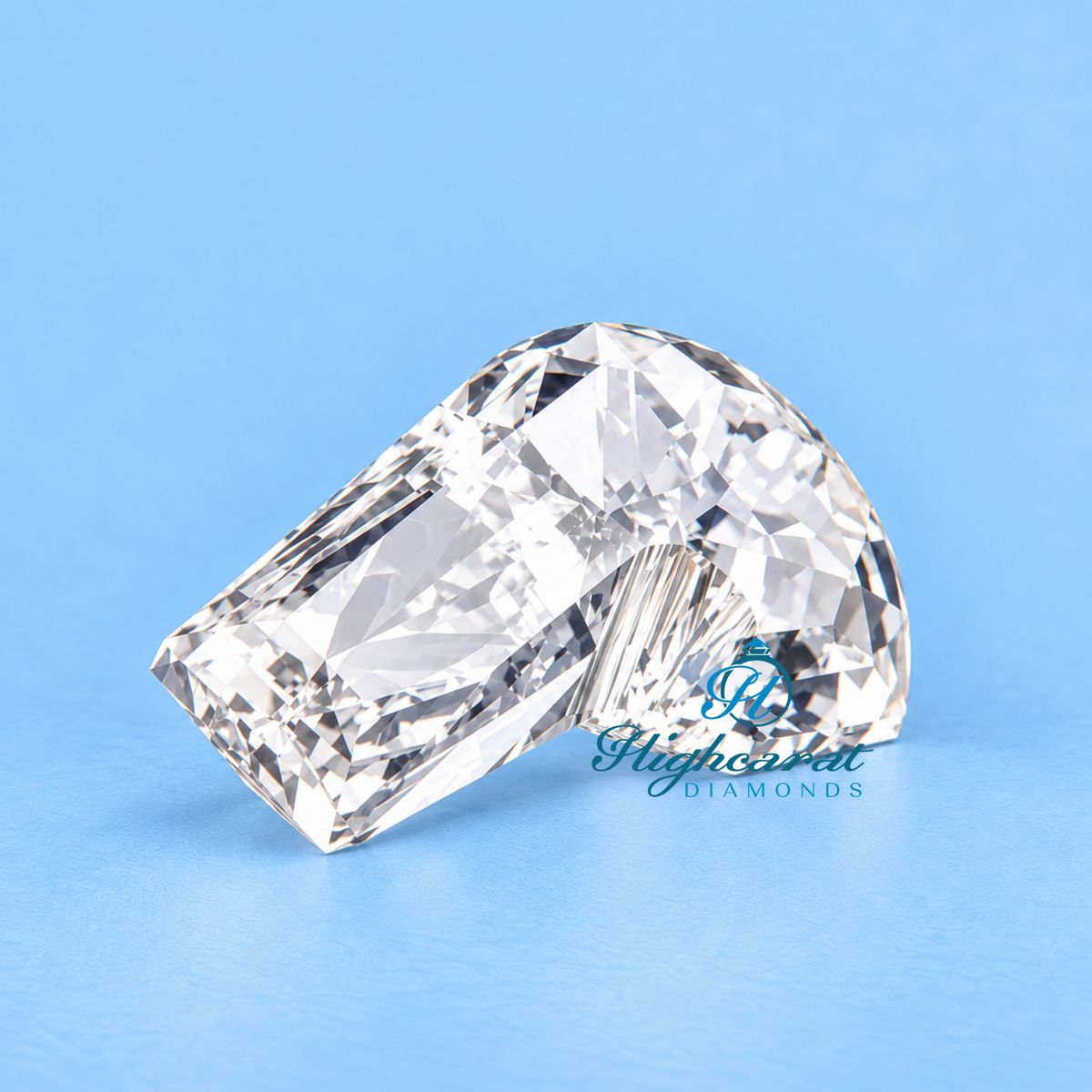Detailed J shape lab grown diamond
