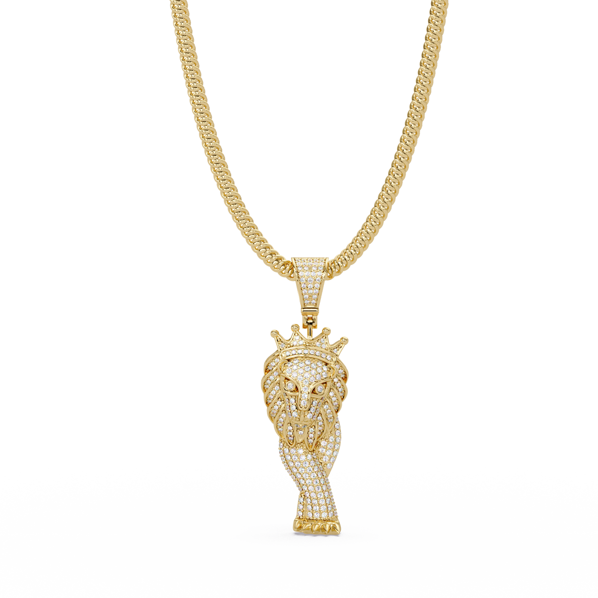 King Lion Head Pendant Lab Grown Diamond 14k Rose Gold Necklace - HIGHCARAT DIAMONDS