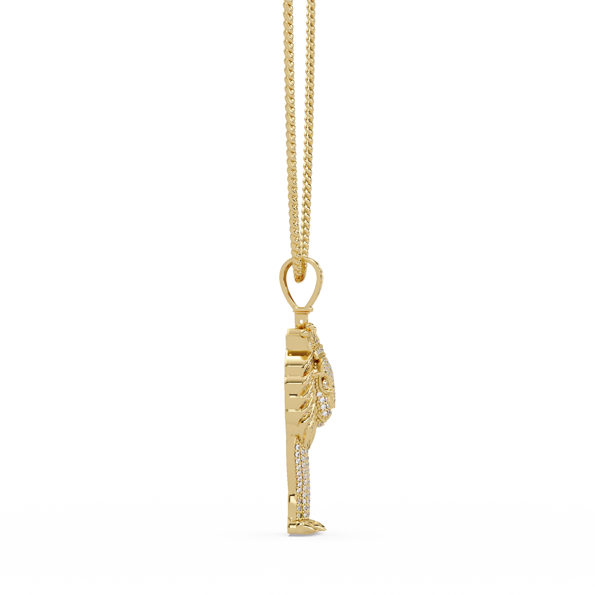 King Lion Head Pendant Lab Grown Diamond 14k Rose Gold Necklace - HIGHCARAT DIAMONDS