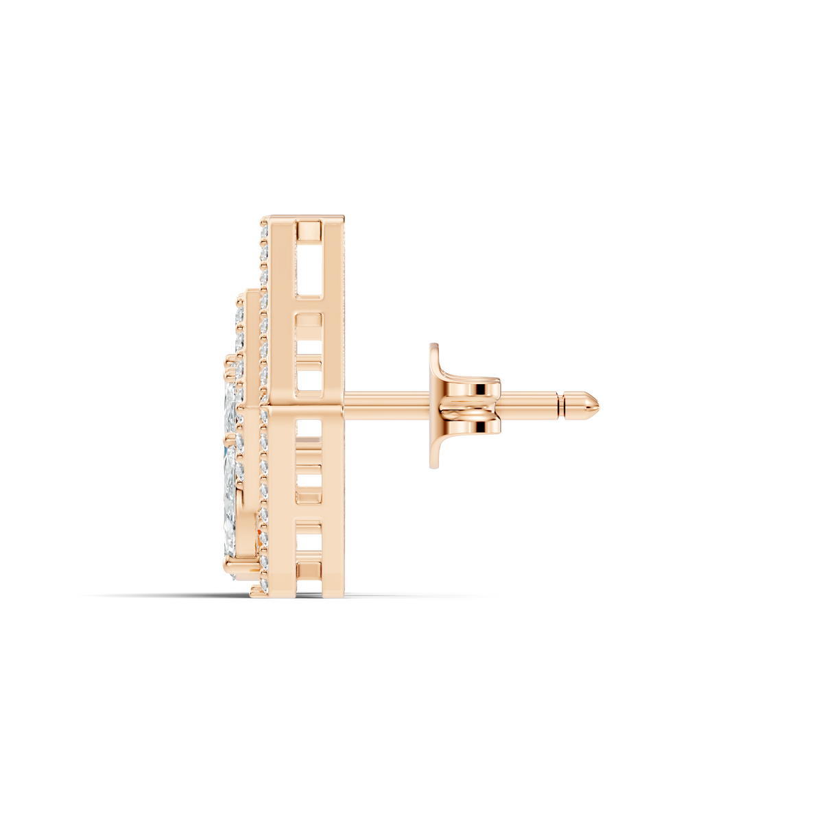 Round & Marquise shape Lab Grown-Natural Diamond 14k Solid Rose Gold Earrings For Women - HIGHCARAT DIAMONDS