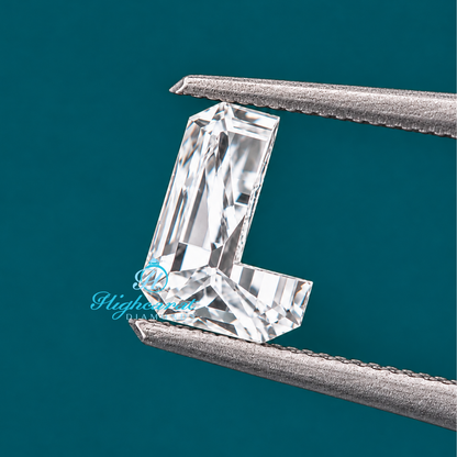Close-up of L alphabet shape diamond