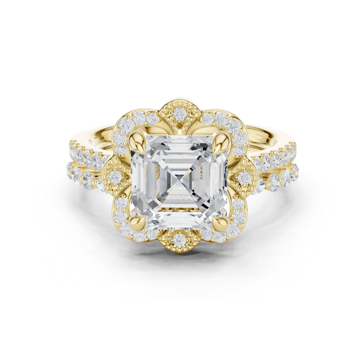 3.60 Ct Ascher, Marquise & Round Cut Lab grown Diamond New Stunning Fabulous  Engagement Ring For Her - HIGHCARAT DIAMONDS