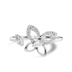 Marquise and Round Cut Diamond Butterfly Shape Unique Cluster Open Daily Wear Ring For Women's - HIGHCARAT DIAMONDS