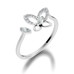 Marquise and Round Cut Diamond Butterfly Shape Unique Cluster Open Daily Wear Ring For Women's - HIGHCARAT DIAMONDS