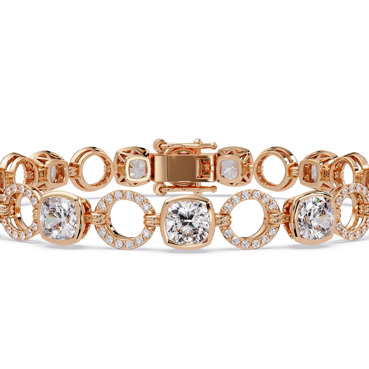 Lab Grown Cushion Cut Diamond Open Circle Bracelet - HIGHCARAT DIAMONDS