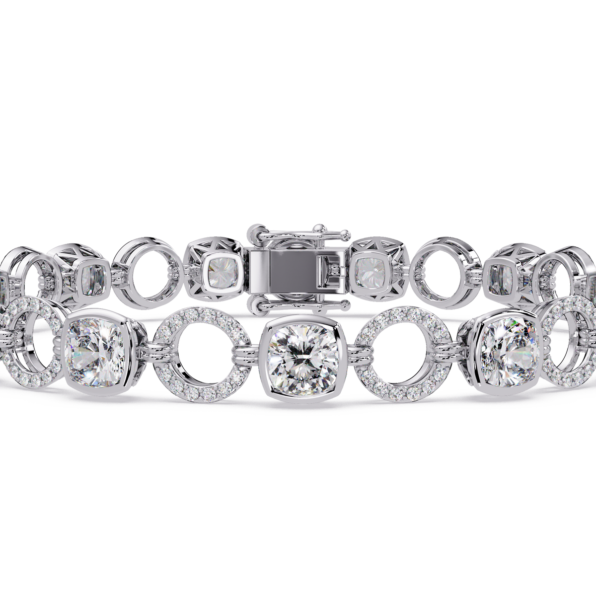 Lab Grown Cushion Cut Diamond Open Circle Bracelet - HIGHCARAT DIAMONDS