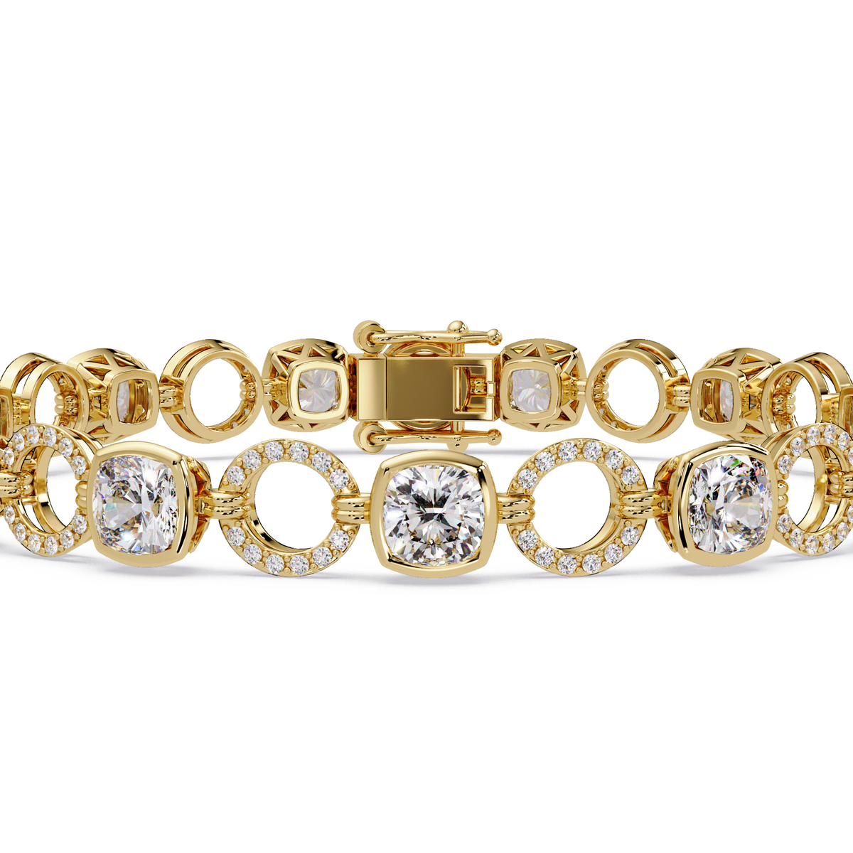 Lab Grown Cushion Cut Diamond Open Circle Bracelet - HIGHCARAT DIAMONDS