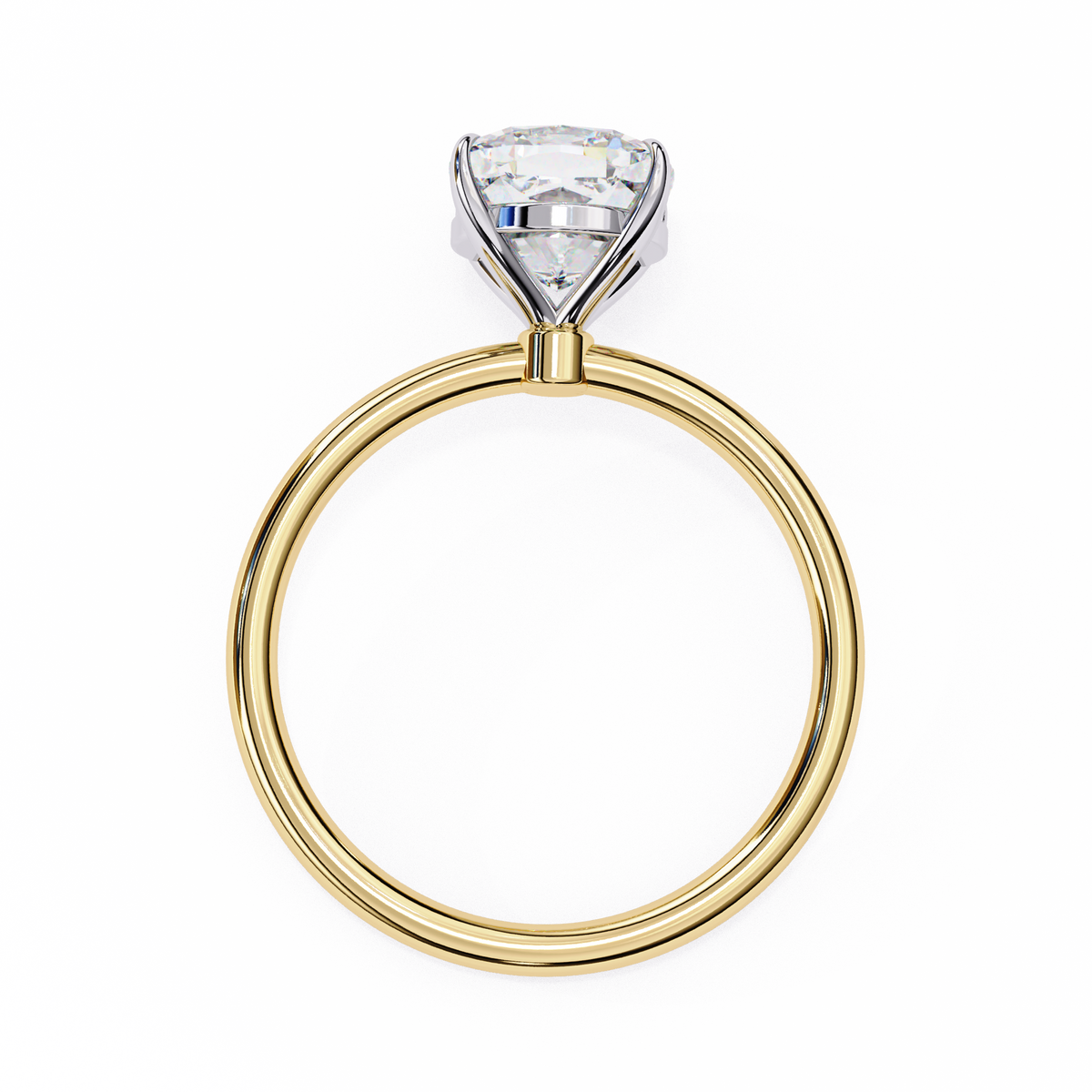 Front view of cushion cut lab grown diamond solitaire ring