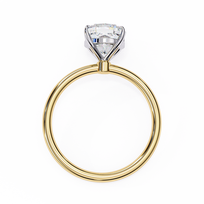 Front view of cushion cut lab grown diamond solitaire ring
