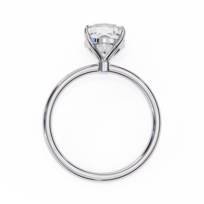 Cushion shape diamond ring with classic prong set solitaire design