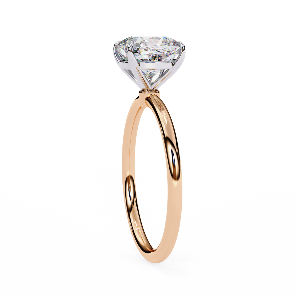 Minimal cushion cut lab grown diamond ring with single stone setting