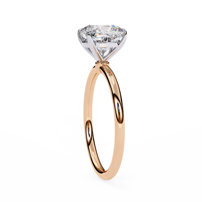 Minimal cushion cut lab grown diamond ring with single stone setting