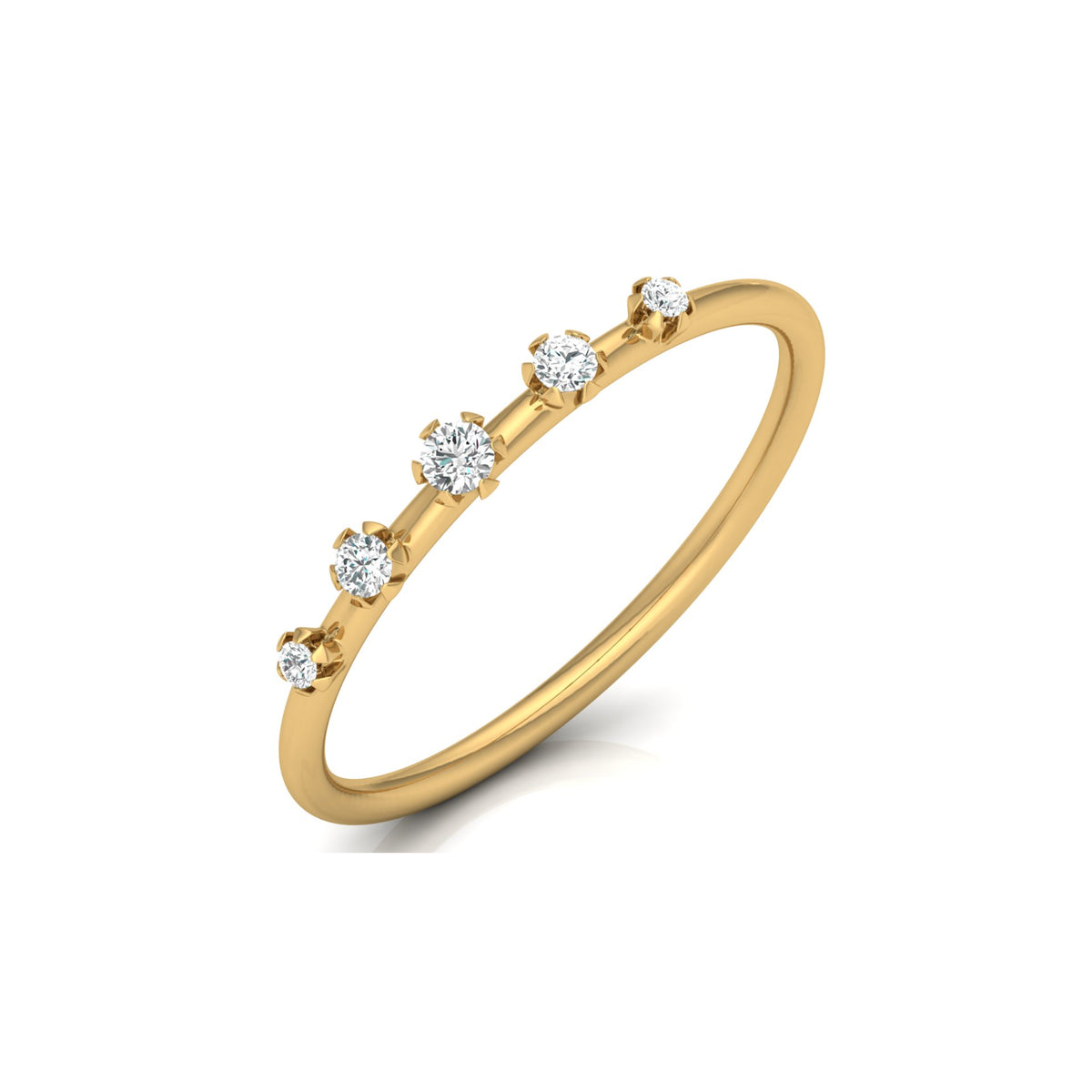 Lab Grown Diamond Band Ring In 14kt Solid Gold Comfort Fit Round Stone Design - HIGHCARAT DIAMONDS