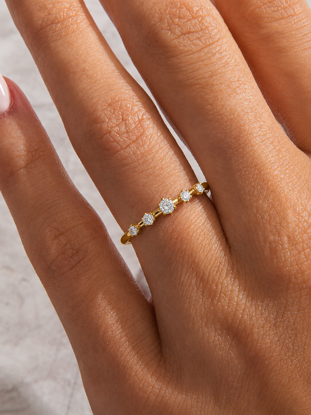 Lab Grown Diamond Band Ring In 14kt Solid Gold Comfort Fit Round Stone Design - HIGHCARAT DIAMONDS