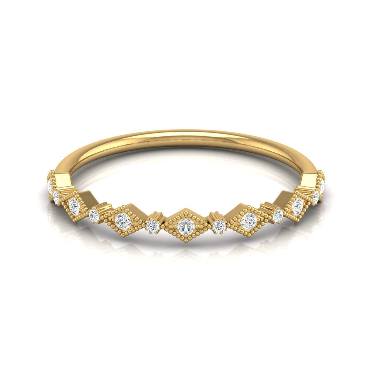 Lab Grown Diamond Eternity Wedding Band In 14K Solid Gold Round Cut Vintage Ring for Women's - HIGHCARAT DIAMONDS