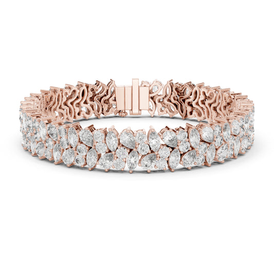 15.48Ct Round, Pear and Marquise Cut Top Grade Lab Grown Diamond Unique Prong Set Bridesmaid Tennis Bracelet - HIGHCARAT DIAMONDS