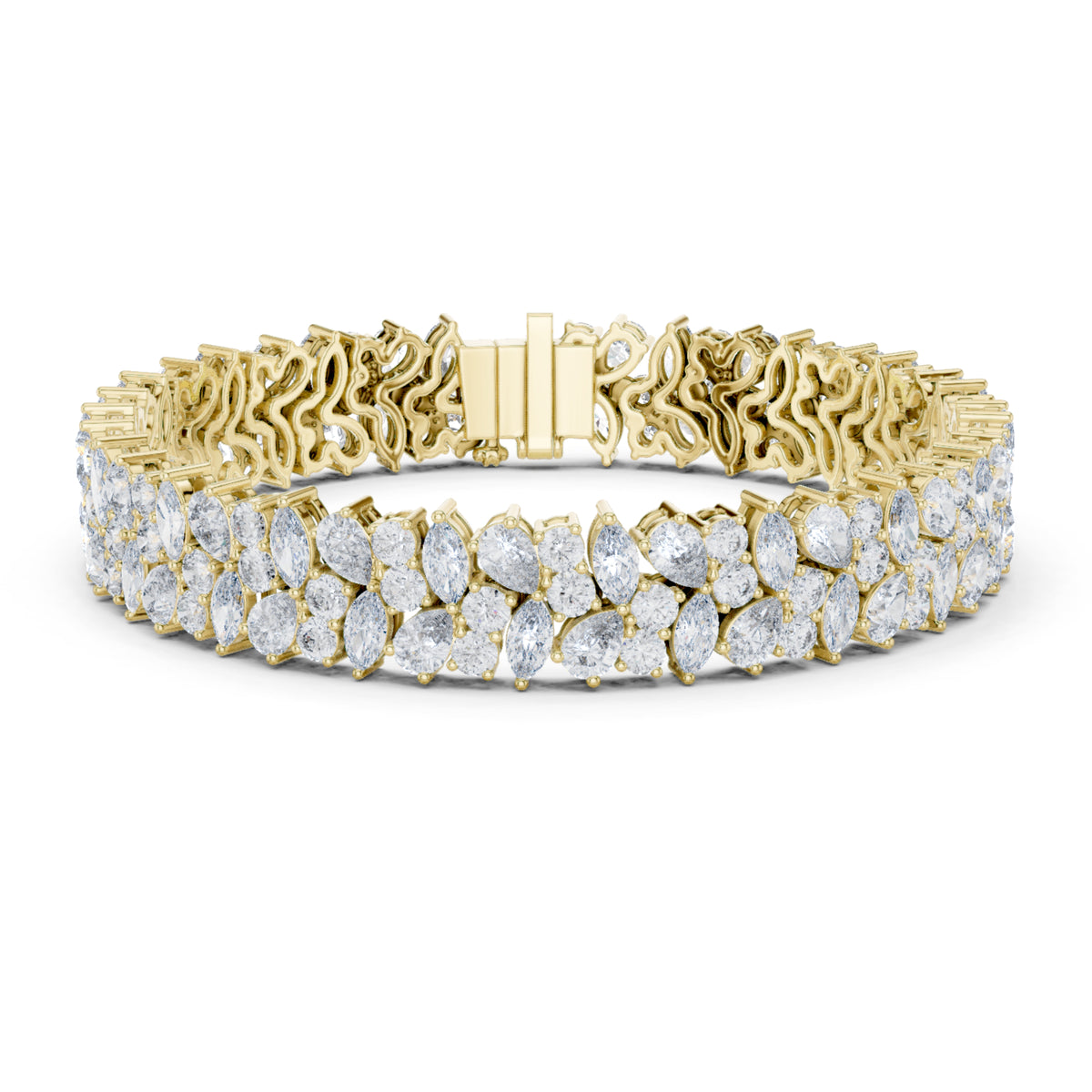 15.48Ct Round, Pear and Marquise Cut Top Grade Lab Grown Diamond Unique Prong Set Bridesmaid Tennis Bracelet - HIGHCARAT DIAMONDS