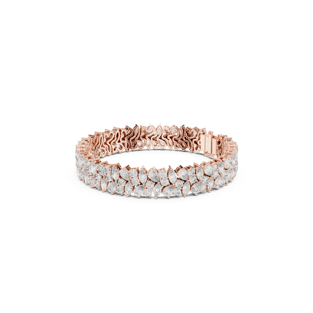 15.48Ct Round, Pear and Marquise Cut Top Grade Lab Grown Diamond Unique Prong Set Bridesmaid Tennis Bracelet - HIGHCARAT DIAMONDS