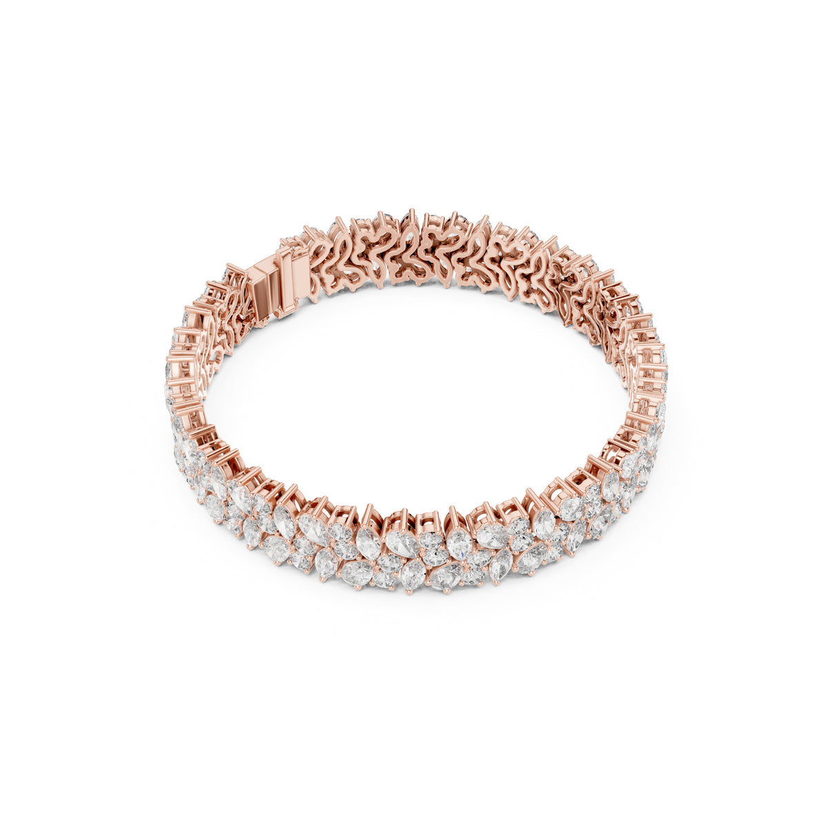 15.48Ct Round, Pear and Marquise Cut Top Grade Lab Grown Diamond Unique Prong Set Bridesmaid Tennis Bracelet - HIGHCARAT DIAMONDS