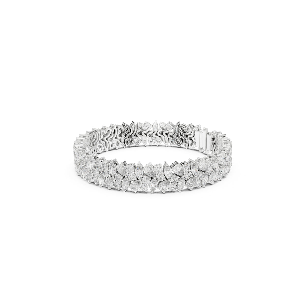 15.48Ct Round, Pear and Marquise Cut Top Grade Lab Grown Diamond Unique Prong Set Bridesmaid Tennis Bracelet - HIGHCARAT DIAMONDS
