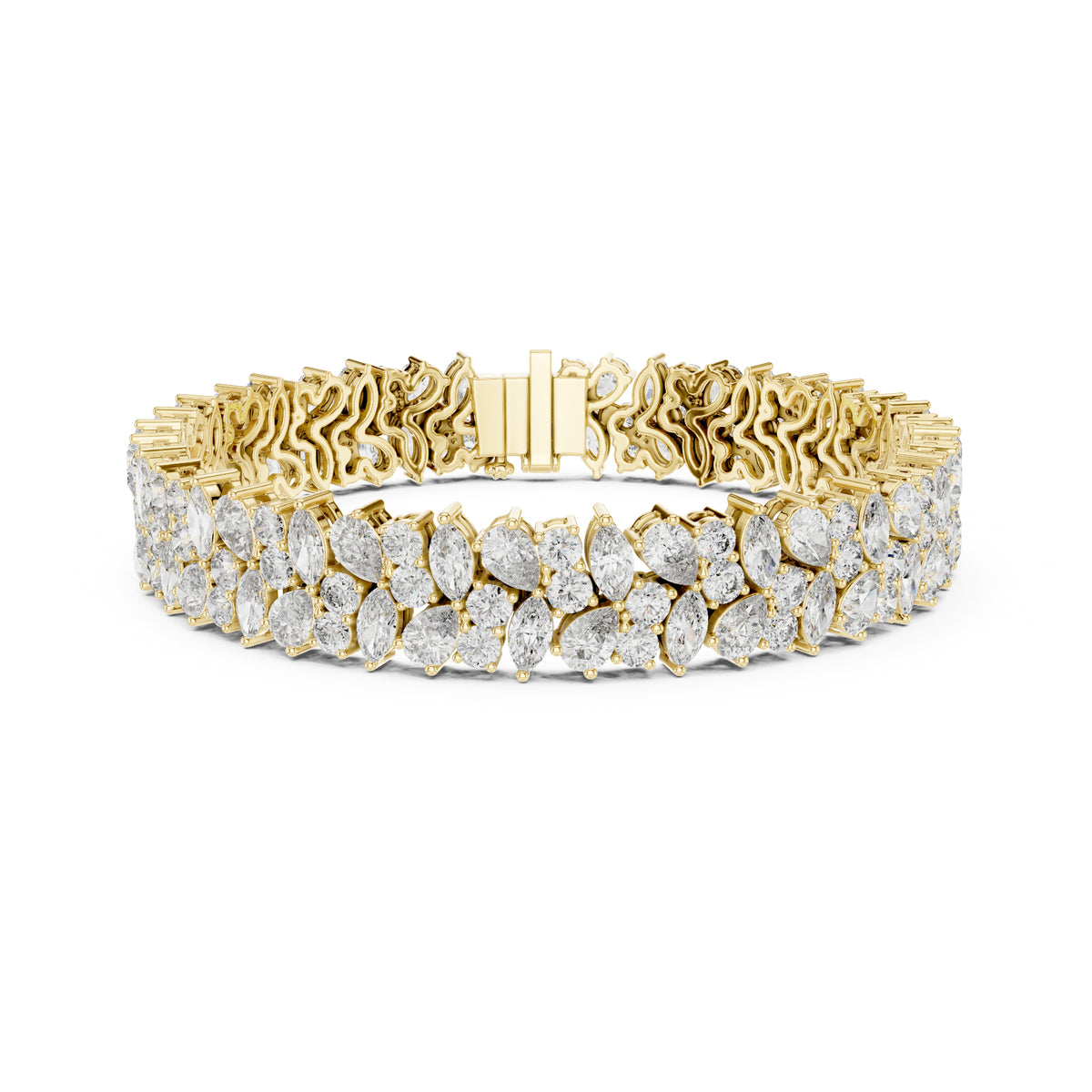 15.48Ct Round, Pear and Marquise Cut Top Grade Lab Grown Diamond Unique Prong Set Bridesmaid Tennis Bracelet - HIGHCARAT DIAMONDS
