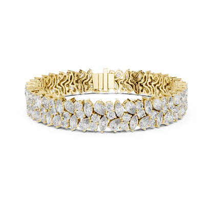 15.48Ct Round, Pear and Marquise Cut Top Grade Lab Grown Diamond Unique Prong Set Bridesmaid Tennis Bracelet - HIGHCARAT DIAMONDS