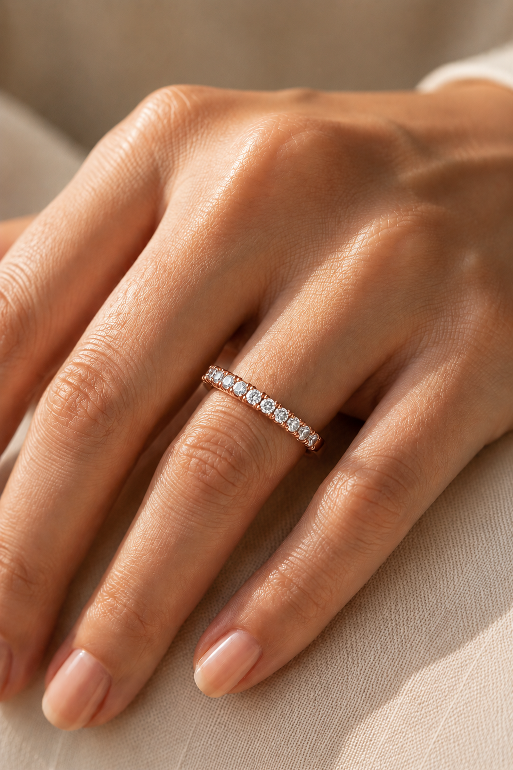 Labgrown Diamond Eternity Band Ring in 14K Solid Gold With Classic U-Prong Setting - HIGHCARAT DIAMONDS