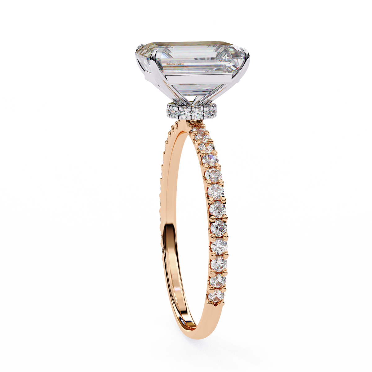Lab Grown Emerald Cut Diamond Accent Ring - HIGHCARAT DIAMONDS
