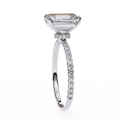 Lab Grown Emerald Cut Diamond Accent Ring - HIGHCARAT DIAMONDS