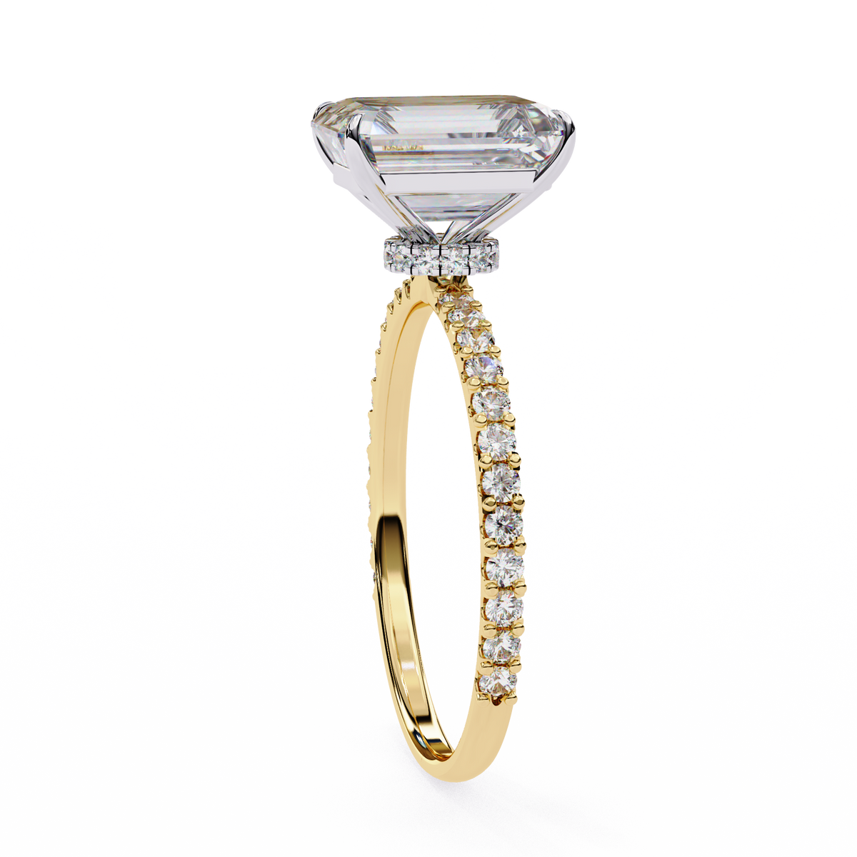 Lab Grown Emerald Cut Diamond Accent Ring - HIGHCARAT DIAMONDS