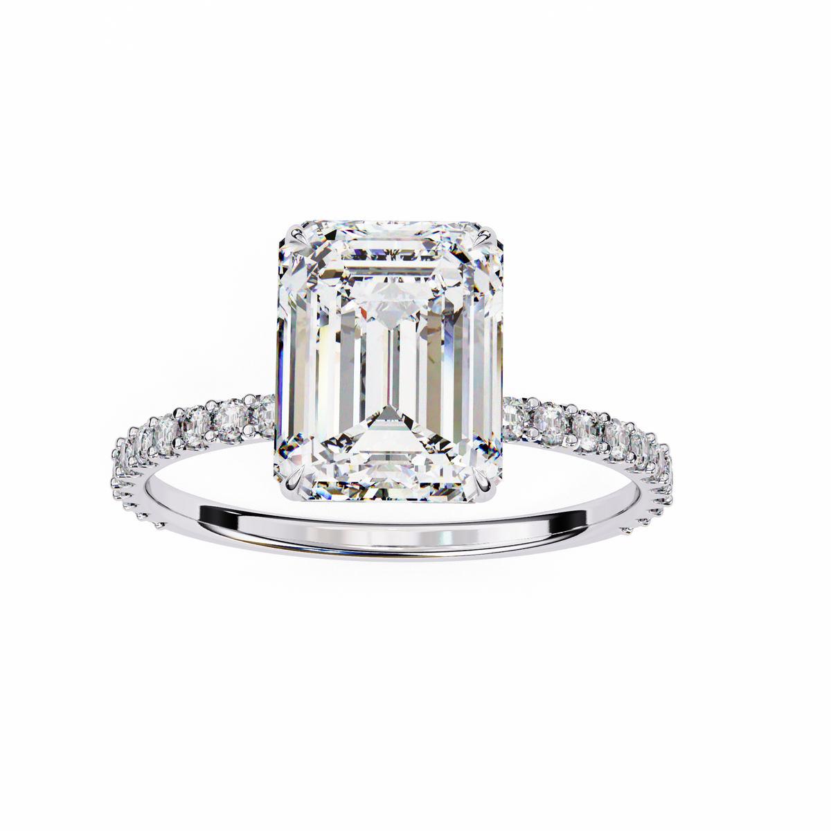 Lab Grown Emerald Cut Diamond Accent Ring - HIGHCARAT DIAMONDS