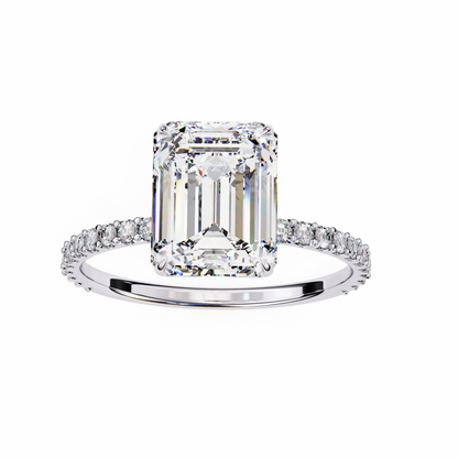 Lab Grown Emerald Cut Diamond Accent Ring - HIGHCARAT DIAMONDS