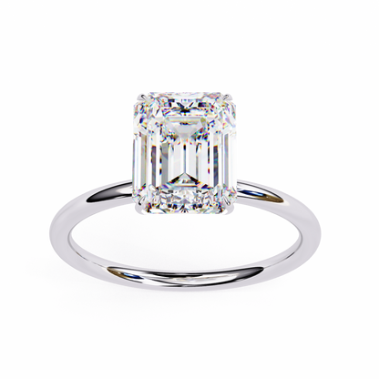 Solitaire Engagement Ring featuring emerald cut lab grown diamond center stone