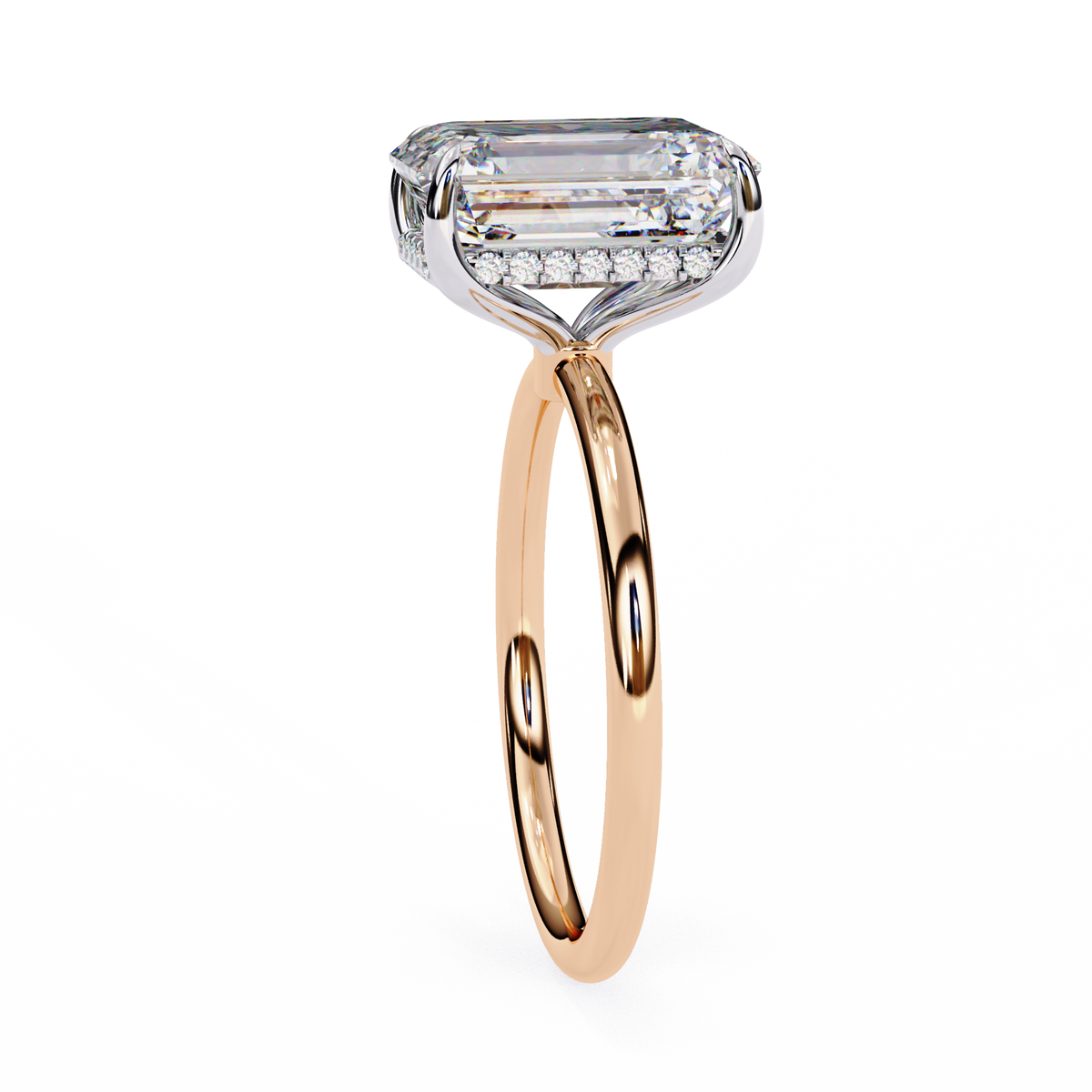 Minimal emerald cut lab grown diamond ring with polished band design