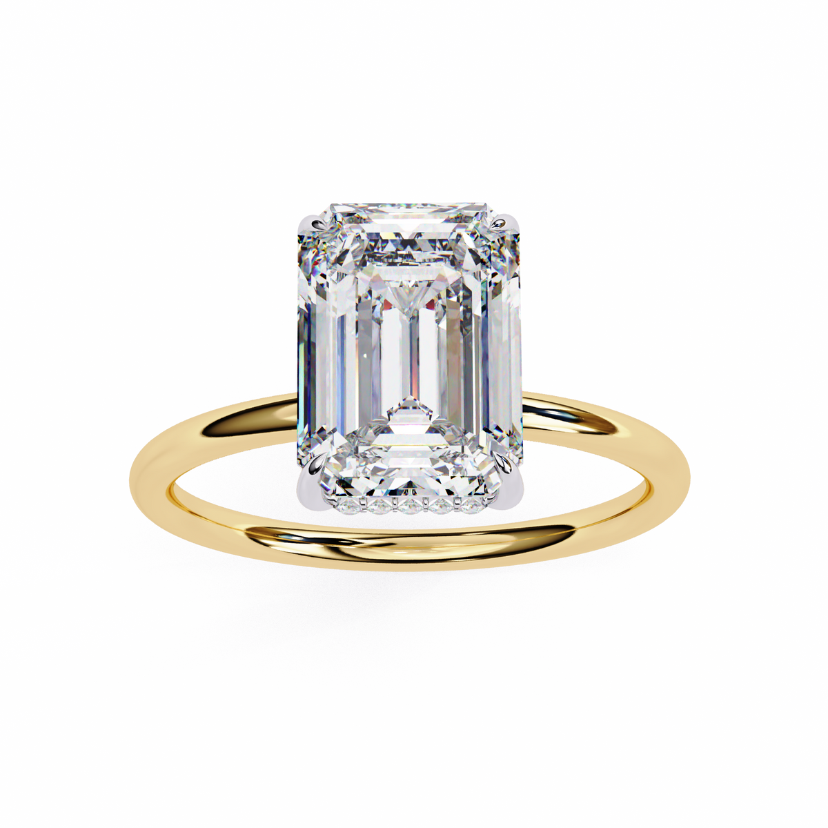 Solitaire Ring featuring emerald cut lab grown diamond center stone