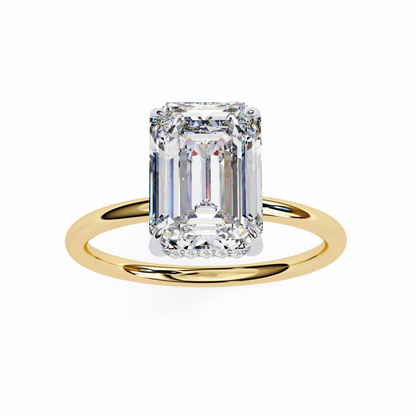 Solitaire Ring featuring emerald cut lab grown diamond center stone