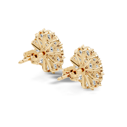 Round & Oval Cut Sparkling Diamond Cluster Earrings For Women In 14K Solid White Gold Earring - HIGHCARAT DIAMONDS