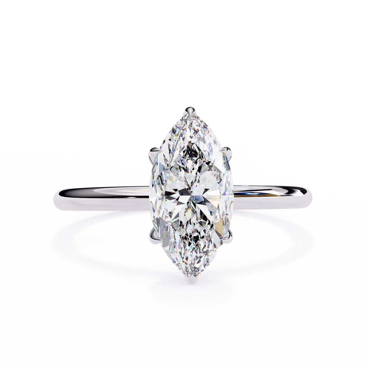 Marquise shape lab grown diamond ring with secure prong setting