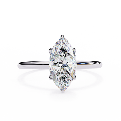 Marquise shape lab grown diamond ring with secure prong setting