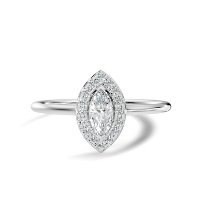 Lab Grown Marquise Diamond Halo Solitaire Ring - HIGHCARAT DIAMONDS