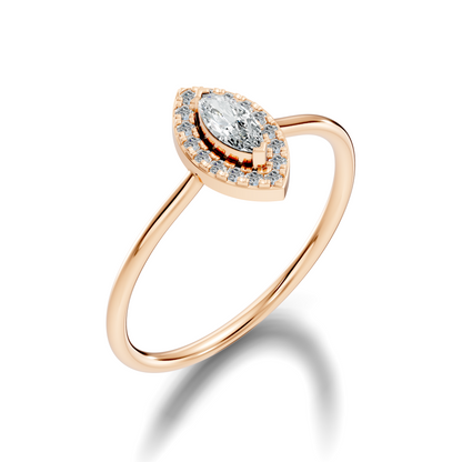 Lab Grown Marquise Diamond Halo Solitaire Ring - HIGHCARAT DIAMONDS