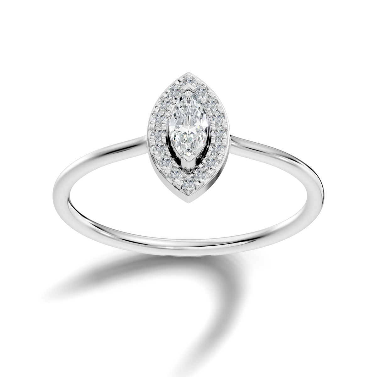 Lab Grown Marquise Diamond Halo Solitaire Ring - HIGHCARAT DIAMONDS