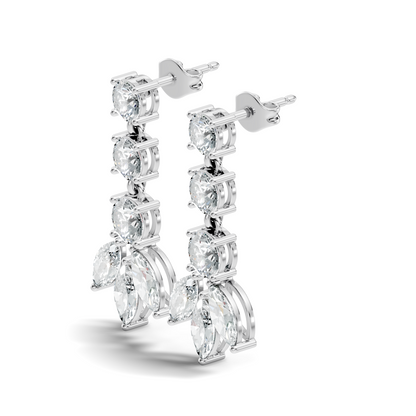 4.60 CT Round And Marquise Cut Diamond Unique Elegant Prong Set Cluster Stunning Dainty Drop Earring For Women's - HIGHCARAT DIAMONDS