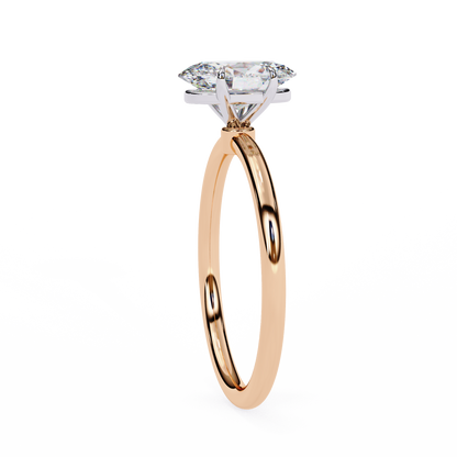 Side profile of oval cut lab grown diamond solitaire ring