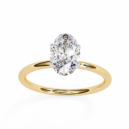 Solitaire Ring featuring oval cut lab grown diamond center stone