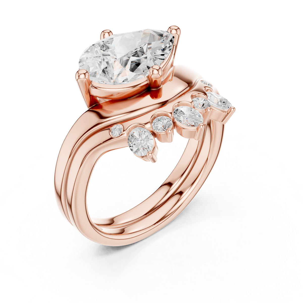 Pear, Oval & Round Cut Lab Grown Diamond Ethically Dainty Elegance Diamond Ring for Women Anniversary Gift - HIGHCARAT DIAMONDS