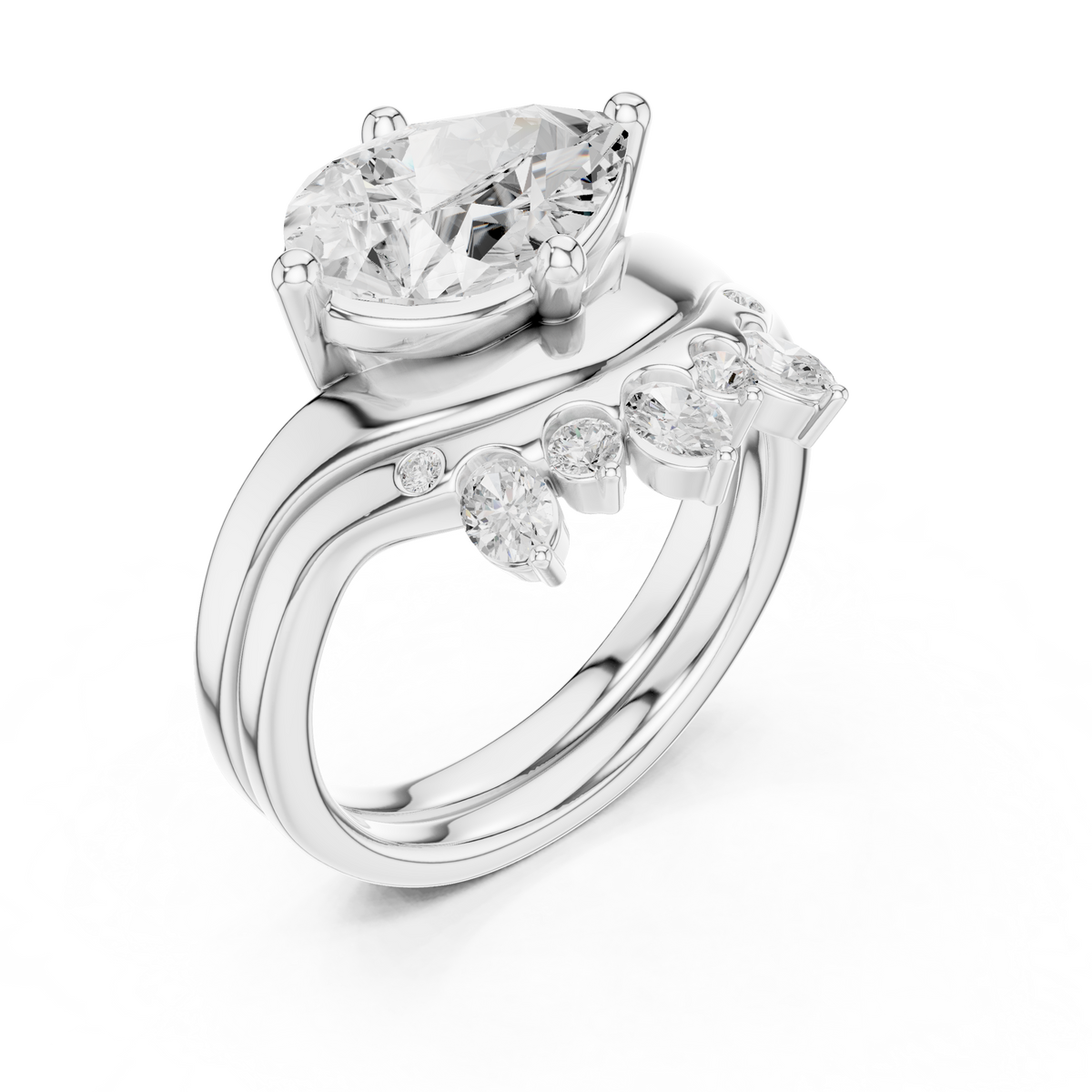 Pear, Oval & Round Cut Lab Grown Diamond Ethically Dainty Elegance Diamond Ring for Women Anniversary Gift - HIGHCARAT DIAMONDS