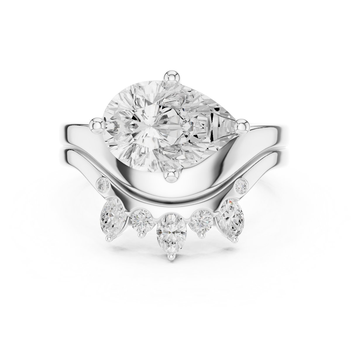 Pear, Oval & Round Cut Lab Grown Diamond Ethically Dainty Elegance Diamond Ring for Women Anniversary Gift - HIGHCARAT DIAMONDS